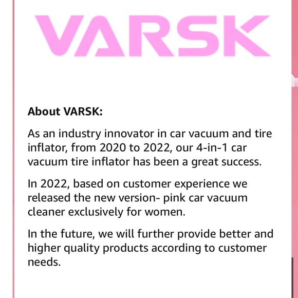VARSK 4-in-1 Car Vacuum Cleaner /Portable Tire Inflator PINK 🌸 - Picture 14 of 14